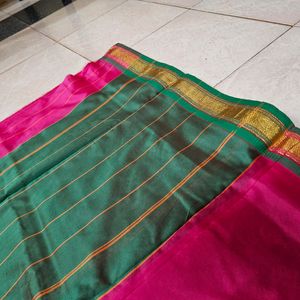 Rose Pink Saree With Paithani Border