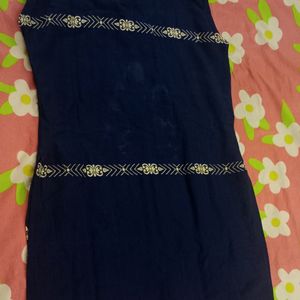 A Navy Blue Short Kurta