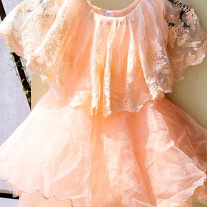 Rose Gold Net Party Wear Kids Baby Frock