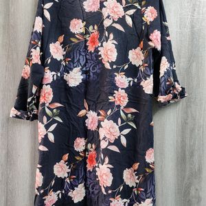 Floral Print Black Kurti