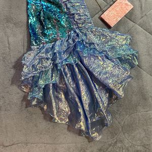 Blue Sequins Ruffle Dress (bust :30-32