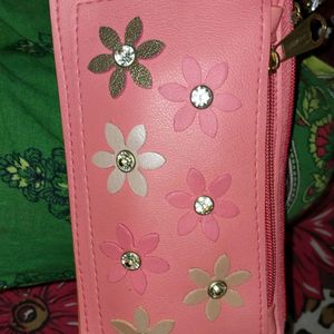 Peach Diamond Floral Wallet