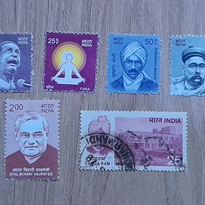 Set Of 6 Indian Stamps