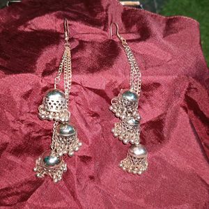 Long Oxidised Jhumka For Girls