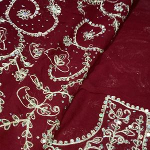 PURE GEORGETTE RED WEDDING SAREE