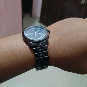 Sonata Men black Dial Metal Watch.