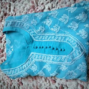 Blue 💙 Chikankari Kurti For Sale