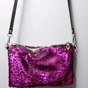 Pink And Silver Sequence Bag...