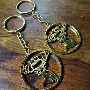 2 Original ROYAL STAG Golden Keychain