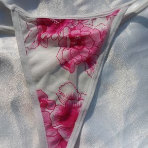 Flower Printed Thong Panty