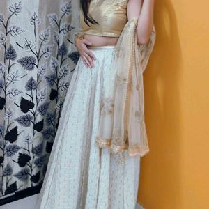 Diwali Sale Crop Top Golden Lehenga