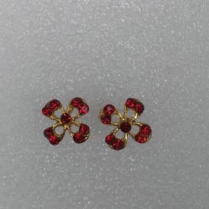 Red Flower Stone Stud