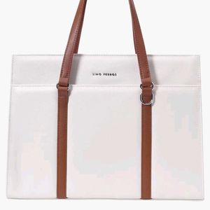 Lino Perros White Big Tote Hand Bag Clutch