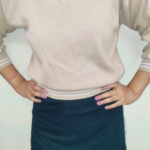 Beige Woolen Crop Top