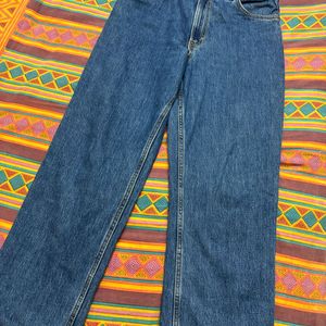 High Waisted Blue Straight Fit Jeans