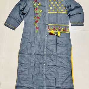 Thread Work Grey Sober Kurti