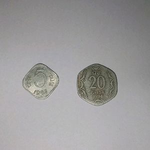 COMBO OF 20 AND 5 PAISE COINS 1986, 1982