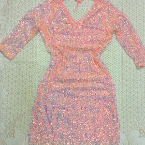 Pink Sequin Bodycon Dress