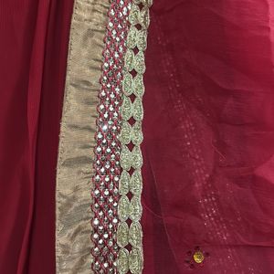 PLong Gown With Combination Red Lower And Dupatta