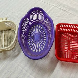 3 Plastic Multipurpose Tray/Basket/Organizer