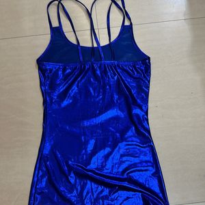 Shiny Navy Blue Mini Dress