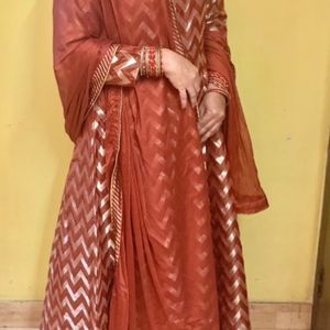 Women  Brocade Gown With Dupatta