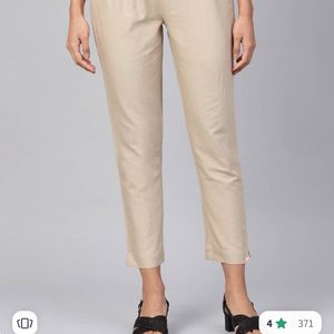 Beige Slim Fit Regular Trouser