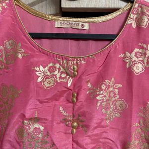 Pink Golden Ethnic Gown (M/34)