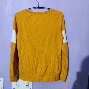 Yellow White Full Sleeves Sweatshirt