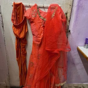 Orange Anarkali Suit