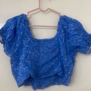 Blue Women Crop Top