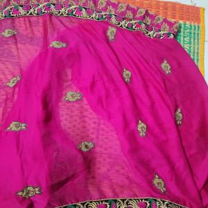 Pink Jeorjet Saree