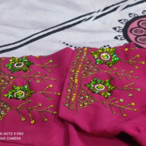 Beautiful  Dark Magenta Colour Hand Work Blouse