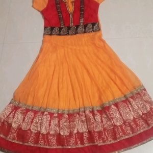 Anarkali Orange Gown
