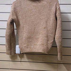 Crop High Neck Knitted Jumper