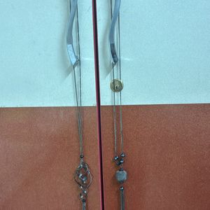 Pair Of 2 Oxidised Long Neck Chains