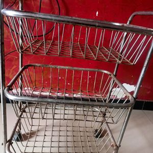 Stainless Steel 3 Shelf Basket With Wheels