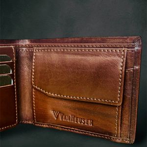 Van Heusen Genuine Leather Wallet Men's Wooden Box