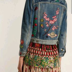 Gucci Embroidered Patches Cotton Denim Jacket