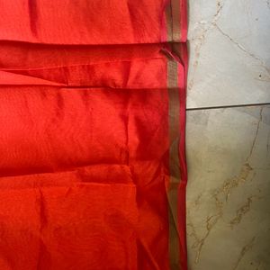 Red Orange Traditional Saree