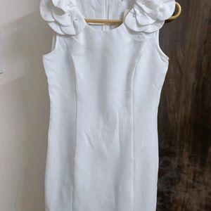 Girls White Polyester Tunic Without Belt