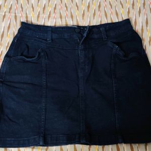 Black Denim Mini Skirt