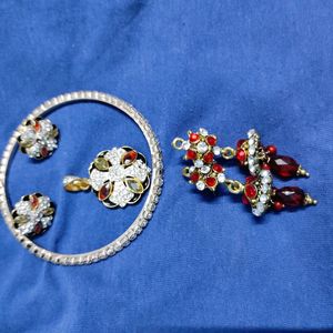 Pendal Set With Earrings , Single Bangle