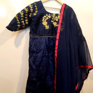 Navy Blue Embroidered Gown(Women)