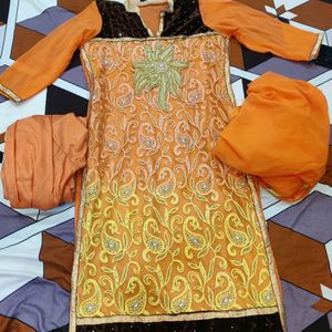 Orange and yellow kurta set