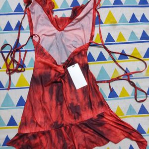 Red Abstract mini Dress