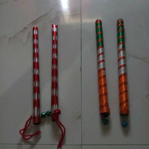 Two Sets Of Colourful Dandiya Sticks