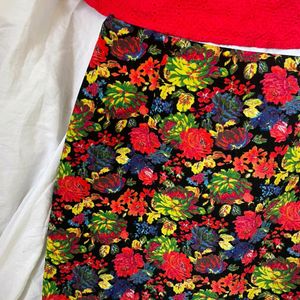 Red Floral Mini Skirt