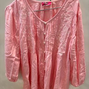 Beautiful Pink Pleated Cotton Top