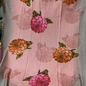 Pink Dupatta With Flower Design